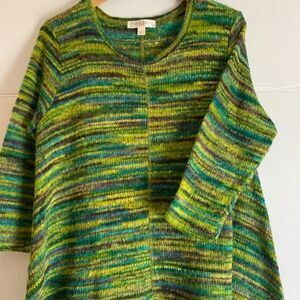 STUDIO JPR Green/Teal striped knit sweater